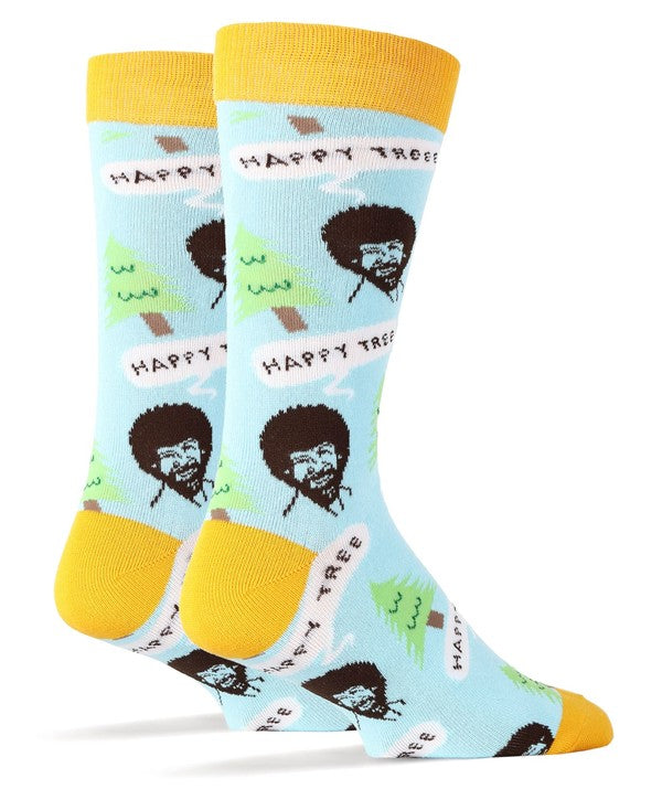 Bob Ross Happy Tree - Men's Crew Funny Socks