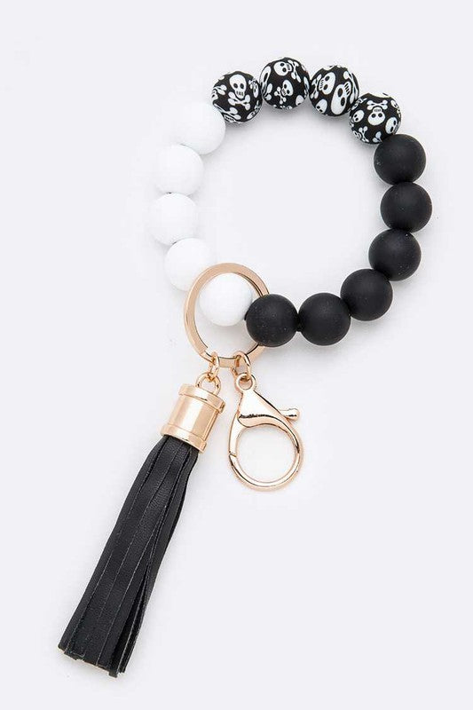 Skull Silicon Beads Bracelet Key Chain