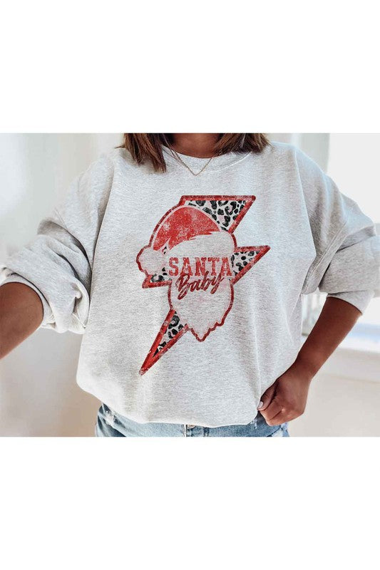 SANTA BABY CHRISTMAS GRAPHIC SWEATSHIRT