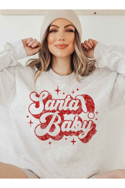 SANTA BABY CHRISTMAS GRAPHIC SWEATSHIRT PLUS SIZE