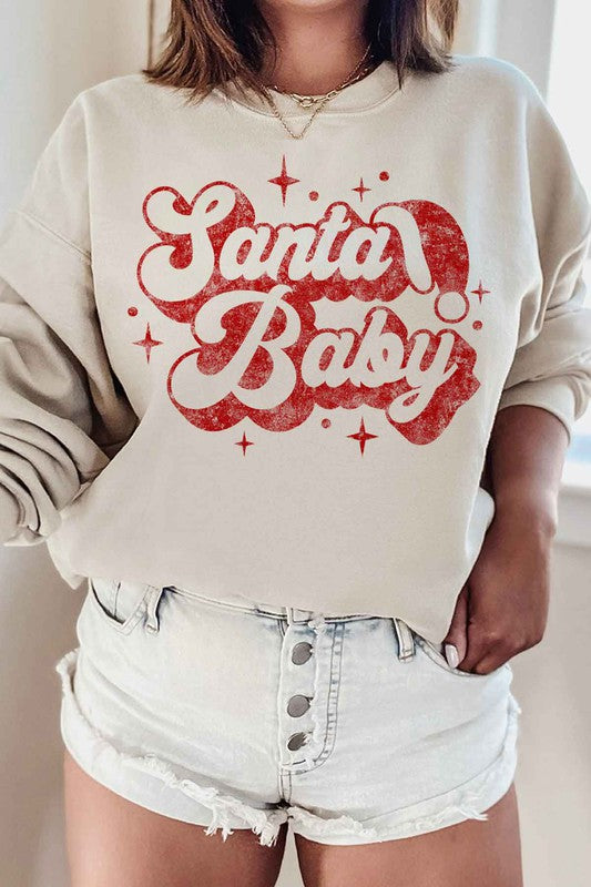 SANTA BABY CHRISTMAS GRAPHIC SWEATSHIRT PLUS SIZE