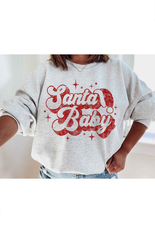 SANTA BABY CHRISTMAS GRAPHIC SWEATSHIRT PLUS SIZE