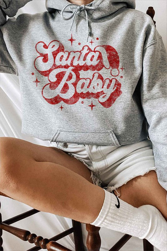 SANTA BABY CHRISTMAS CHRISTMAS GRAPHIC HOODIE