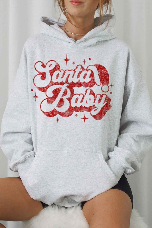 SANTA BABY CHRISTMAS CHRISTMAS GRAPHIC HOODIE