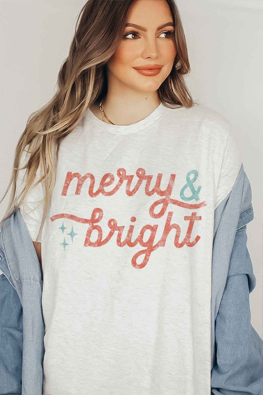 MERRY AND BRIGHT CHRISTMAS GRAPHIC T-SHIRT