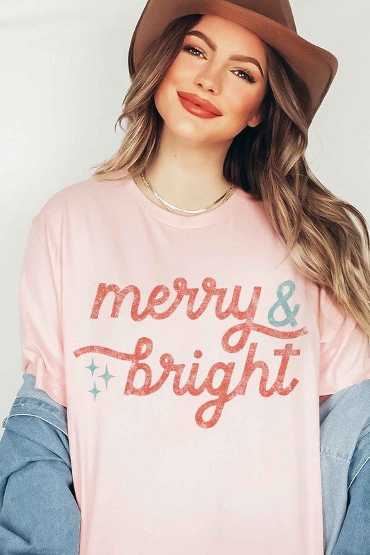 MERRY AND BRIGHT CHRISTMAS T-SHIRT PLUS SIZE