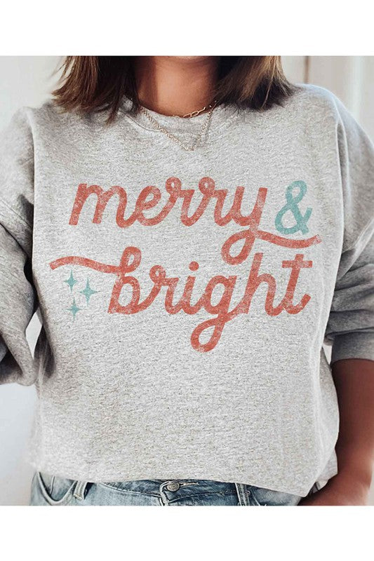 MERRY AND BRIGHT CHRISTMAS SWEATSHIRT PLUS SIZE