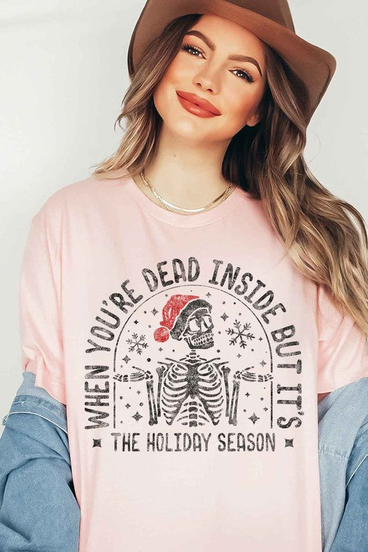 CHRISTMAS SKELETON GRAPHIC TEE / T-SHIRT