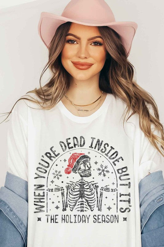 CHRISTMAS SKELETON GRAPHIC TEE / T-SHIRT