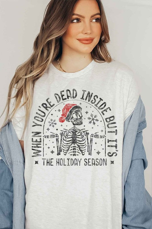 CHRISTMAS SKELETON GRAPHIC PLUS SIZE TEE / T-SHIRT