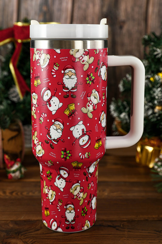 Fiery Red Christmas Pattern Print Stainless Steel Tumbler