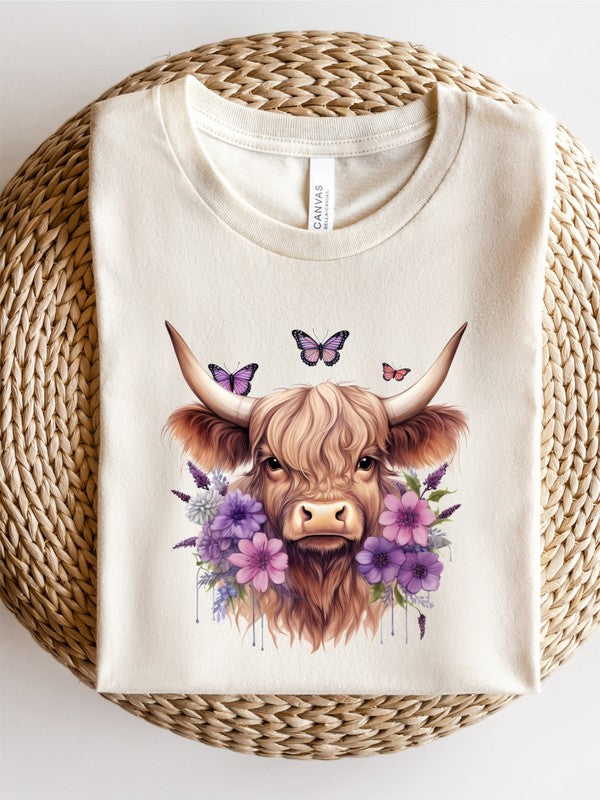 PURPLE Baby Highland Cow Graphic Tee