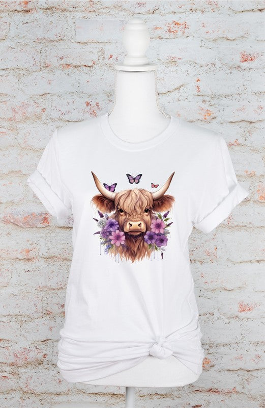 PURPLE Baby Highland Cow Graphic Tee