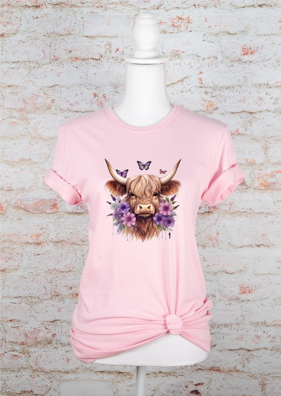 PURPLE Baby Highland Cow Graphic Tee