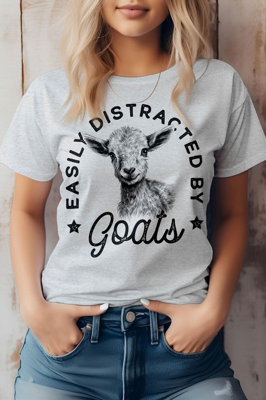 Easily Distracted by Goats, Farm Graphic Tee