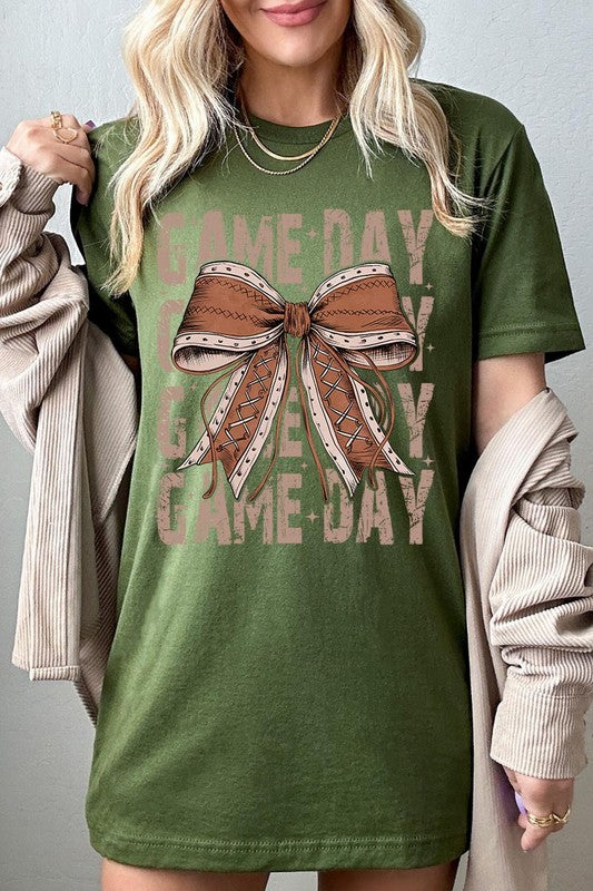 Game Day Football Bow Graphic Tee