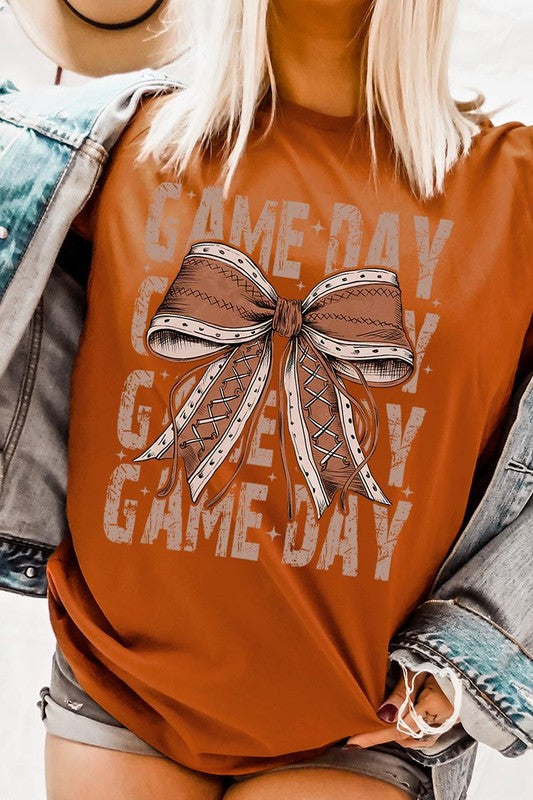 Game Day Football Bow Graphic Tee