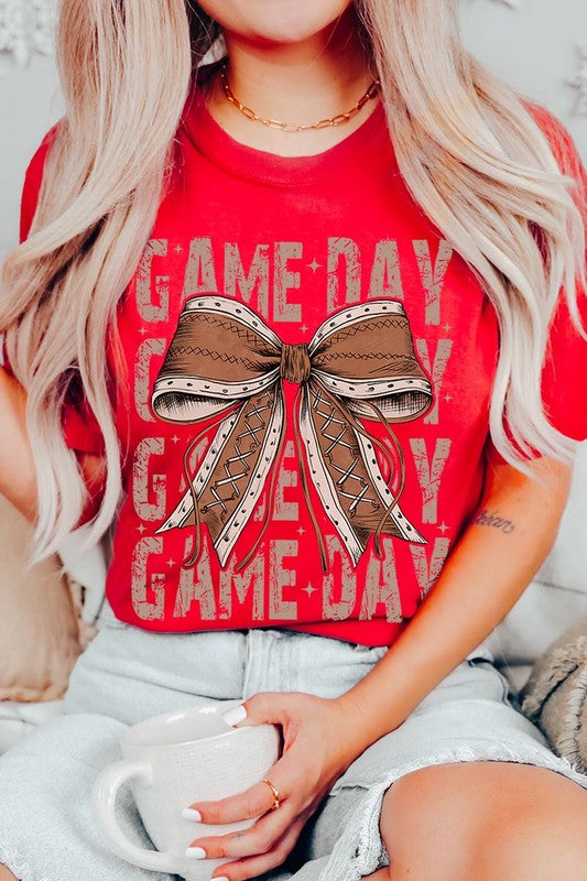 Game Day Football Bow Graphic Tee