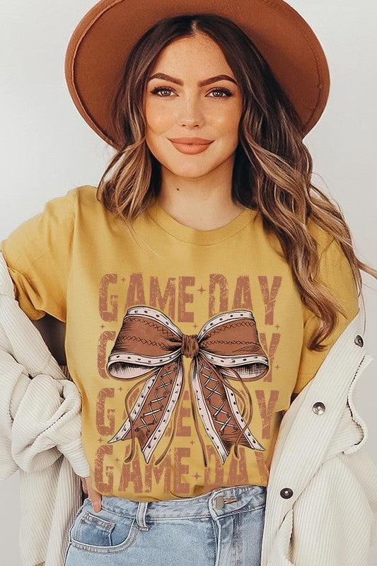 Game Day Football Bow Graphic Tee