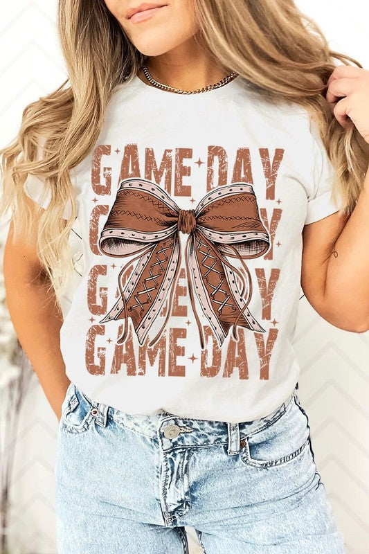 Game Day Football Bow Graphic Tee