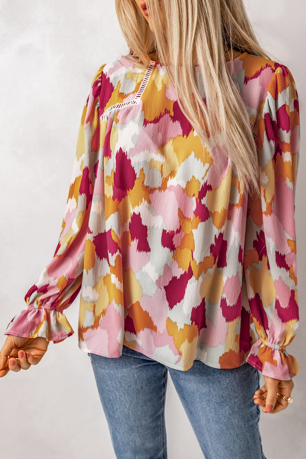 Abstract Printed Long Sleeve Blouse