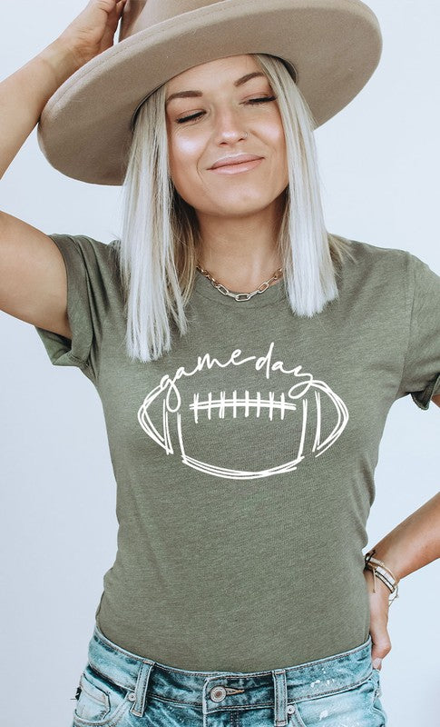 Cursive Football Game Day Graphic Tee