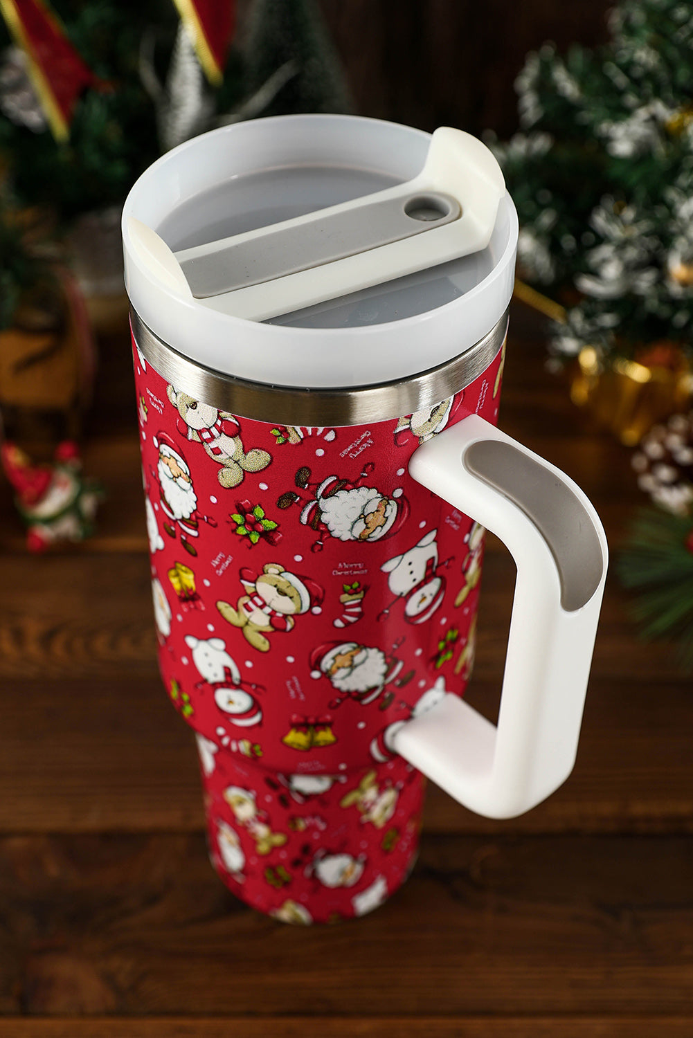 Fiery Red Christmas Pattern Print Stainless Steel Tumbler