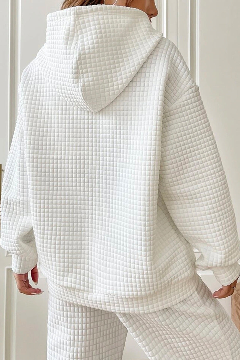 White MERRY AND BRIGHT Lattice Texture Graphic Hoodie