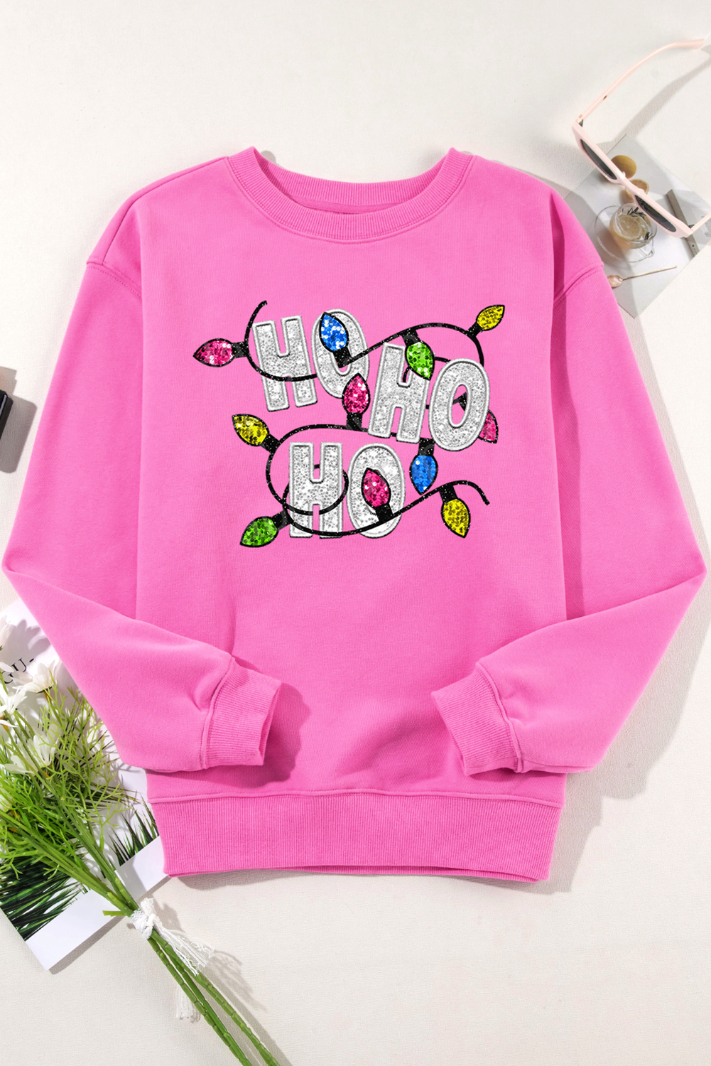 Bonbon HO HO HO Graphic Christmas Crewneck Sweatshirt