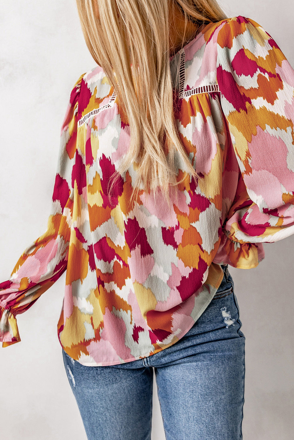 Abstract Printed Long Sleeve Blouse